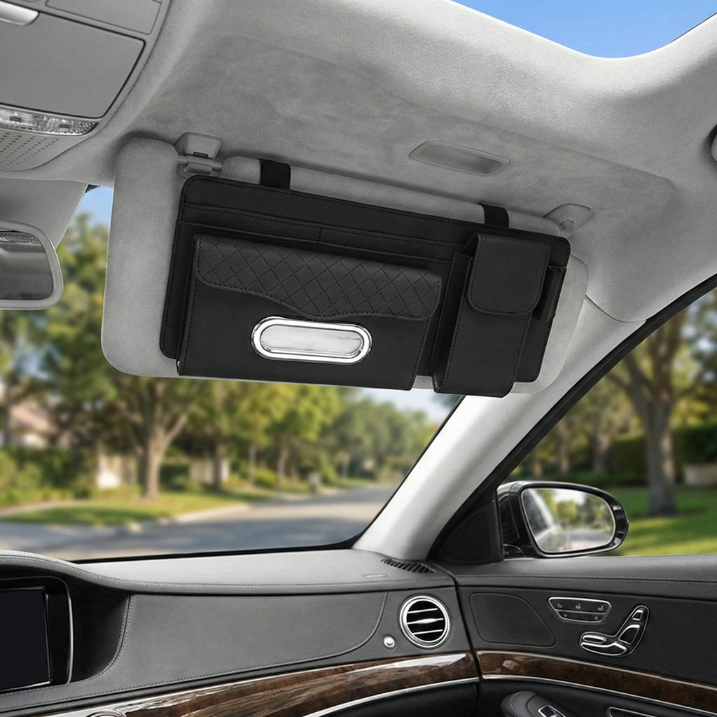 Car Visor Tissue Box with Glasses Clip