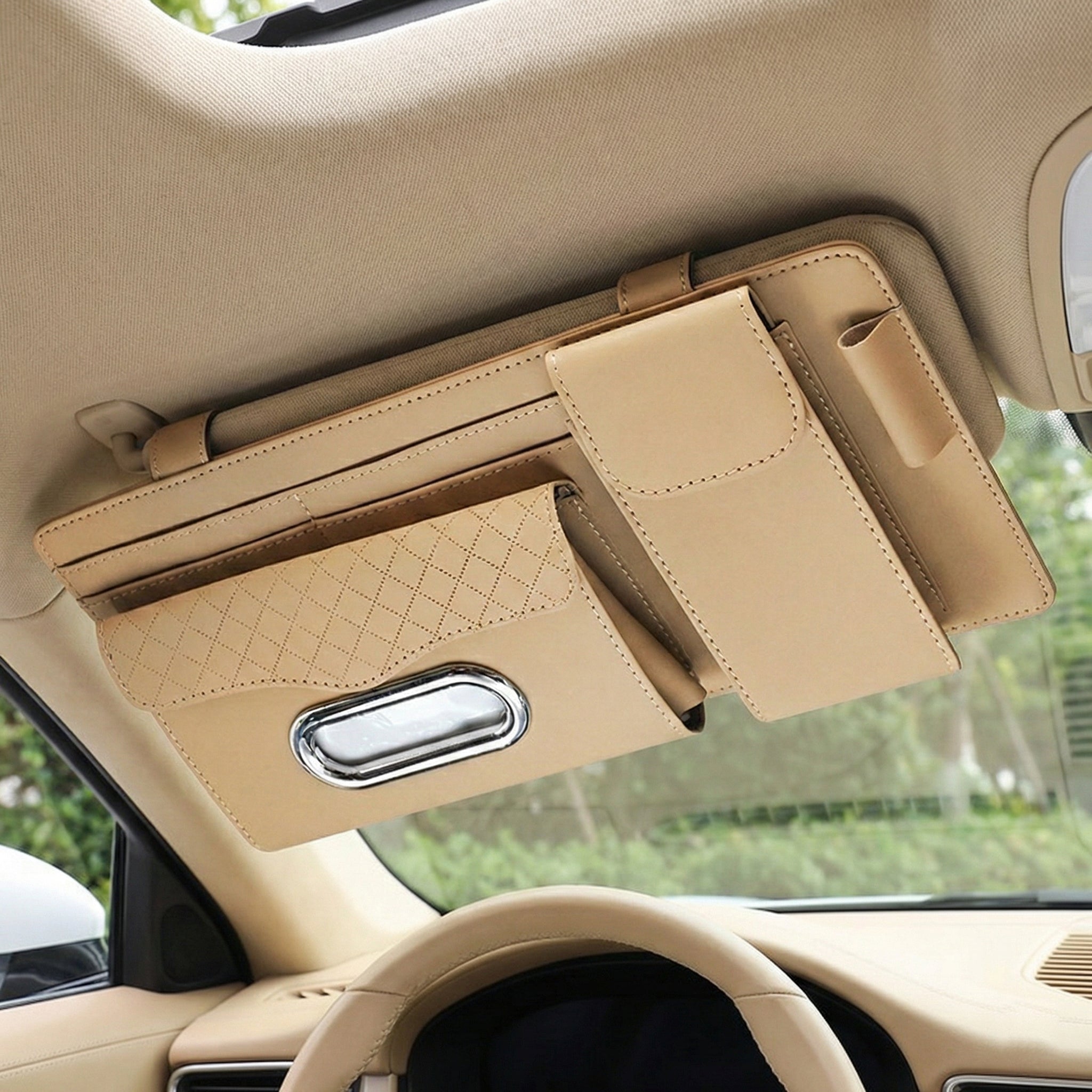 Car Visor Tissue Box with Glasses Clip