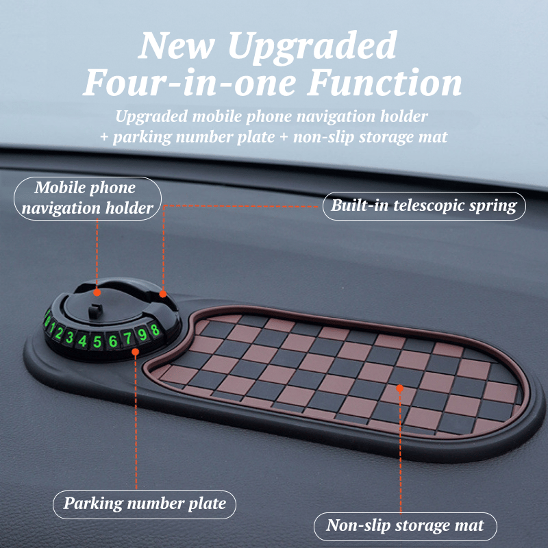 Multifunction Car Mat with Phone Holder Hidden Number Plate
